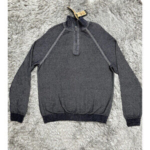 Tailor Vintage Men's Reversible Cotton Pullover 1/4 Zip Sweater Navy Size L $169
